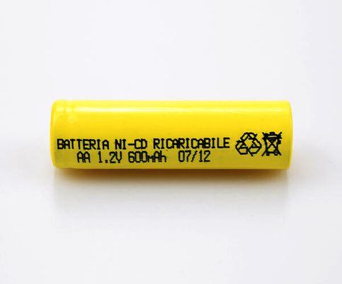 16.6g 1,2 V Ni-CD-Batterie wieder aufladbares gelbes PVC AA600mAh
