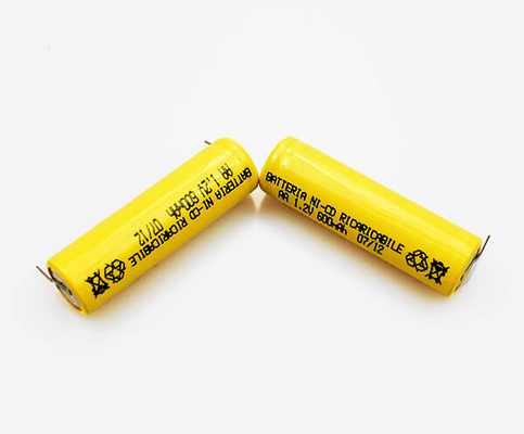 16.6g 1,2 V Ni-CD-Batterie wieder aufladbares gelbes PVC AA600mAh