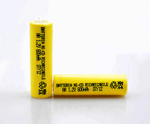 16.6g 1,2 V Ni-CD-Batterie wieder aufladbares gelbes PVC AA600mAh
