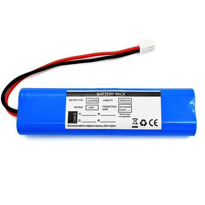 Batterie 6.4V der Notbeleuchtungs-Batterie-LiFePO4 3000mah blaues PVC